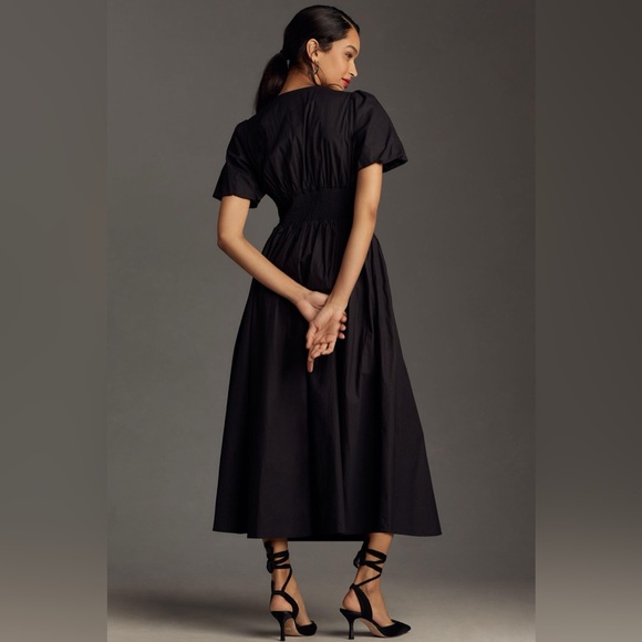 NWOT Anthropologie Katerina Button-Front Midi Dress Black - Picture 3 of 16